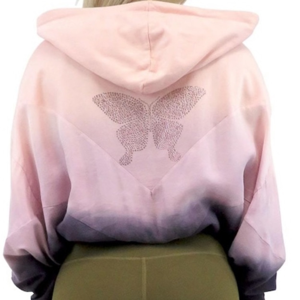 Dip Dye Rhinestone Hooded Jacket